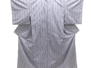 縞織り出し手織り紬着物